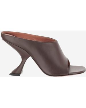 AMINA MUADDI Coffee Open Toe Heels - Grey