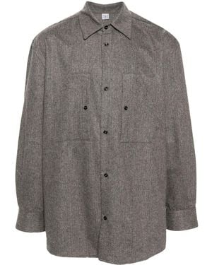 Winnie NY Herringbone-Pattern Mélange Shirt - Grey