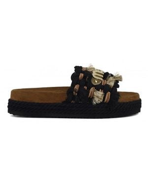 Mou Monoband Rope Sandal Fringes - Black