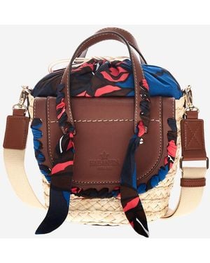 CUBA LAB Habanera Leather And Rafia Bag - Red