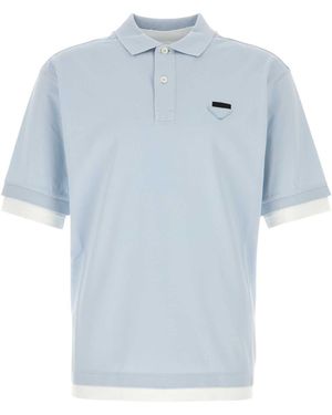 Prada Powder Piquet Polo Shirt - Blue