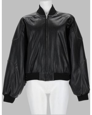 MM6 by Maison Margiela Faux Leather Bomber Jacket - Black