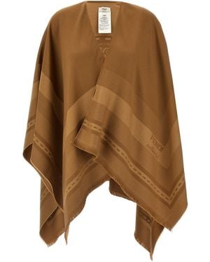 Fendi Jacquard Poncho - Marron