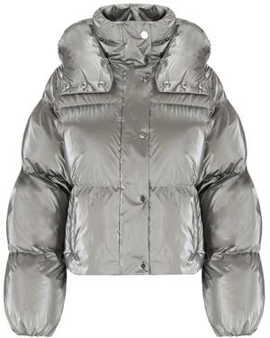 Elisabetta Franchi Steel Short Hooded Padded Jacket - Grey