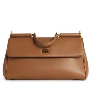 Dolce & Gabbana 'My Sizilien' Calf Lear 'Plongé' Karamellhandtasche - Braun