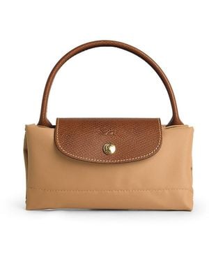 Longchamp Tasche mit 'S "Le Pliage Original"-Griff aus recyceltem Wildleder - Braun