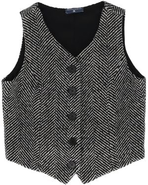 Ermanno Scervino Gilet Cappotto Chevron - Black
