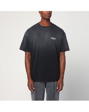 Represent Washed Cotton T Shirt With Logo - Black