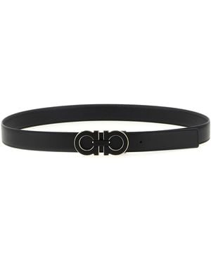 Ferragamo Ceinture réversible de 'Gancini' - Noir