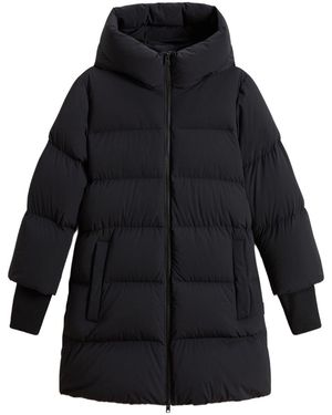 Woolrich Gesteppter Oversized-Kapuzenmantel - Schwarz