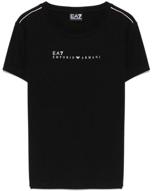 EA7 Polyester-Viscose Blend T-Shirt - Black