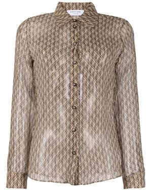 Marine Serre Camicia Moon Diamant - Marrone