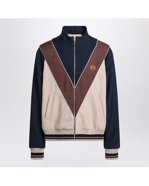 Valentino Zip Up Sweatshirt With V Logo Patch - Blue