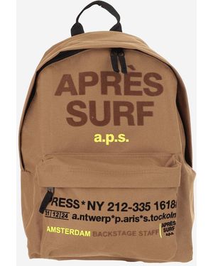 APRÈS SURF Technical Fabric Backpack With Logo - Brown