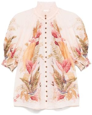 Zimmermann Ascension Printed Bluse - Pink
