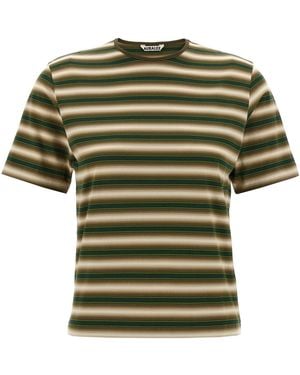 AURALEE Striped T Shirt - Green