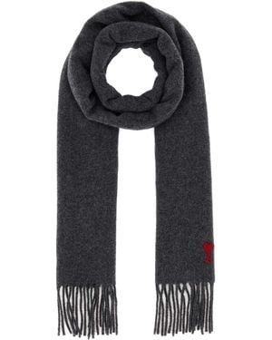 Ami Paris Red Adc Scarf - Black