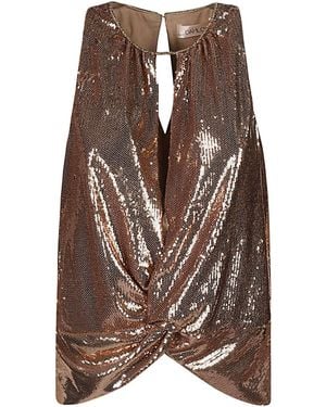Dahlo Sequin Cropped Top - Brown