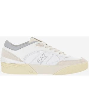 EA7 Otg Pride Luxe Leren Sneakers Met Suède Accenten - Wit