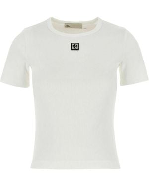 Tory Burch Ribbed Cotton T-Shirt - Weiß
