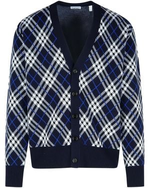 Burberry 'george' Blue Wool Cardigan - Blauw