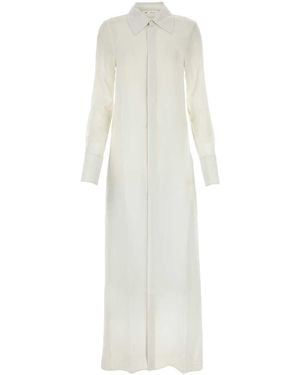 Ami Paris Ami Chalk Crepe Shirt Dress - White