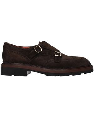 Santoni Derby Suede/Moro Head - Black