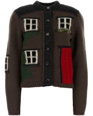 JW Anderson Brown Wool Cardigan - Black
