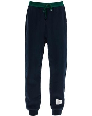 Thom Browne Joggers In Felpa Color Block - Blu