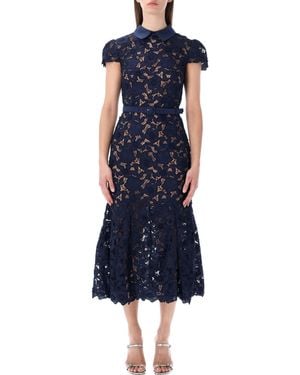 Self-Portrait Guipure Lace Midi Dress - Blue
