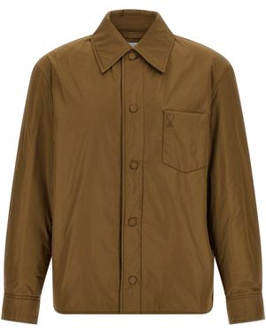 Ami Paris Ami De Coeur Puffer Jackets Marrone-Uomo - Verde