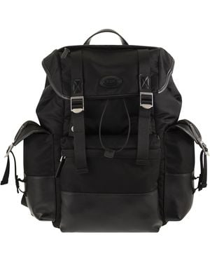 Tod's Medium Fabric And Leather Backpack - Black