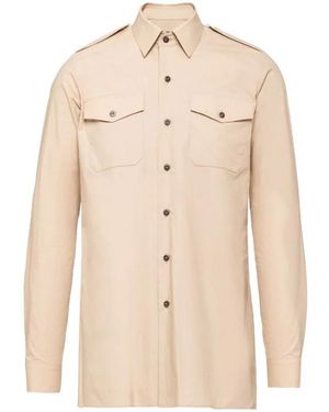 Prada Triangle Logo Cotton Shirt - Natural