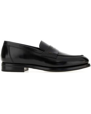 Santoni Leather Colin Loafers - Black