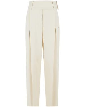 Sportmax Pantalón ancho 'Oblo' de viscosa elástica blanca marfil - Blanco