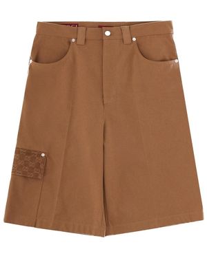 Gucci Shorts With Gg Details - Brown