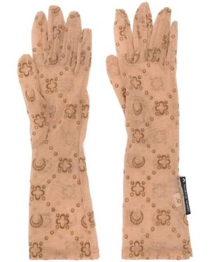 Marine Serre Moonogram Mesh Flock Kurze Handschuhe - Natur