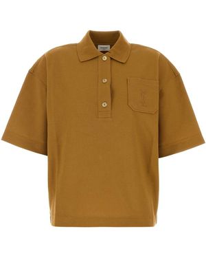 Saint Laurent Logo Shirt Collar Polo - Yellow