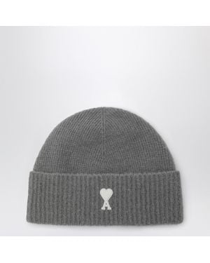 Ami Paris Ami De Coeur Wool Beanie - Grey