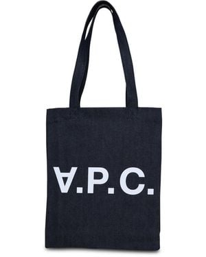 A.P.C. Sac à provisions en coton bleu - Noir