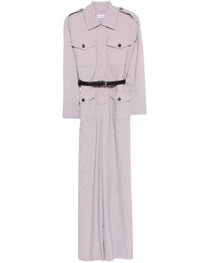 Self-Portrait Twill-Jumpsuit Mit Gürtel - Weiß