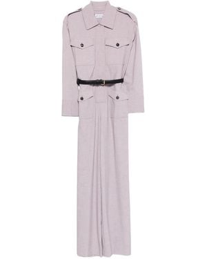 Self-Portrait Lilac Twill Jumpsuit - White