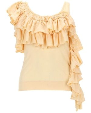 Dries Van Noten Top Con Ruches - Natural
