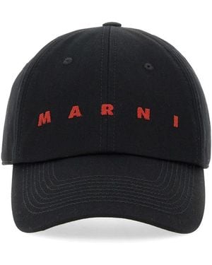 Marni Baseball Hat With Logo Cotton - Black