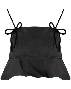 Ganni Duchesse Satin Top - Black