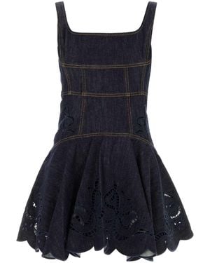 Self-Portrait Denim Mini Dress - Blue