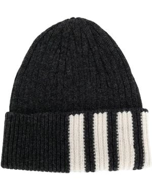 Thom Browne Rib Hat W/ 4 Bar Stripe - Black