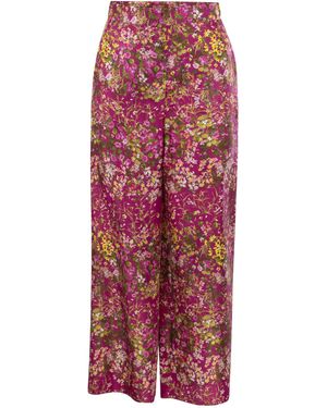 Max Mara Pantaloni Di Seta Stampati Di Operoso - Rosso