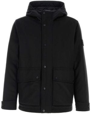 Stone Island Inspired Wool Blend Jacket - Black