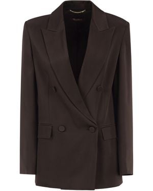 Max Mara Msearca - Blazer Met Dubbele Rij Knopen In Vloeiend Satijn - Zwart